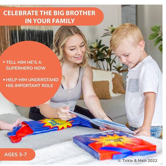 Big Brother Gifts for Boy - 3-Piece Big Brother Superhero Cape, Mask & Book Set - Picture 4 of 8